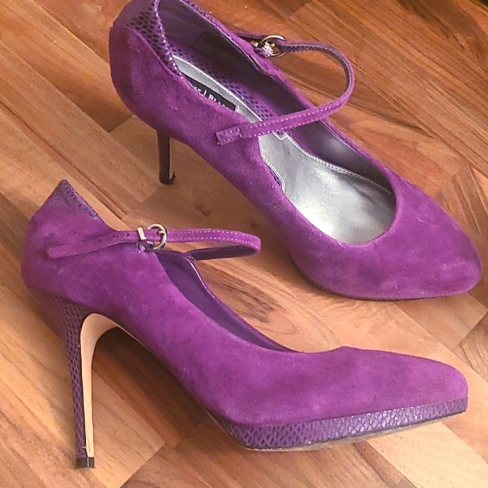 WHBM Rory Mary Jane Purple Suede 4" High Heels